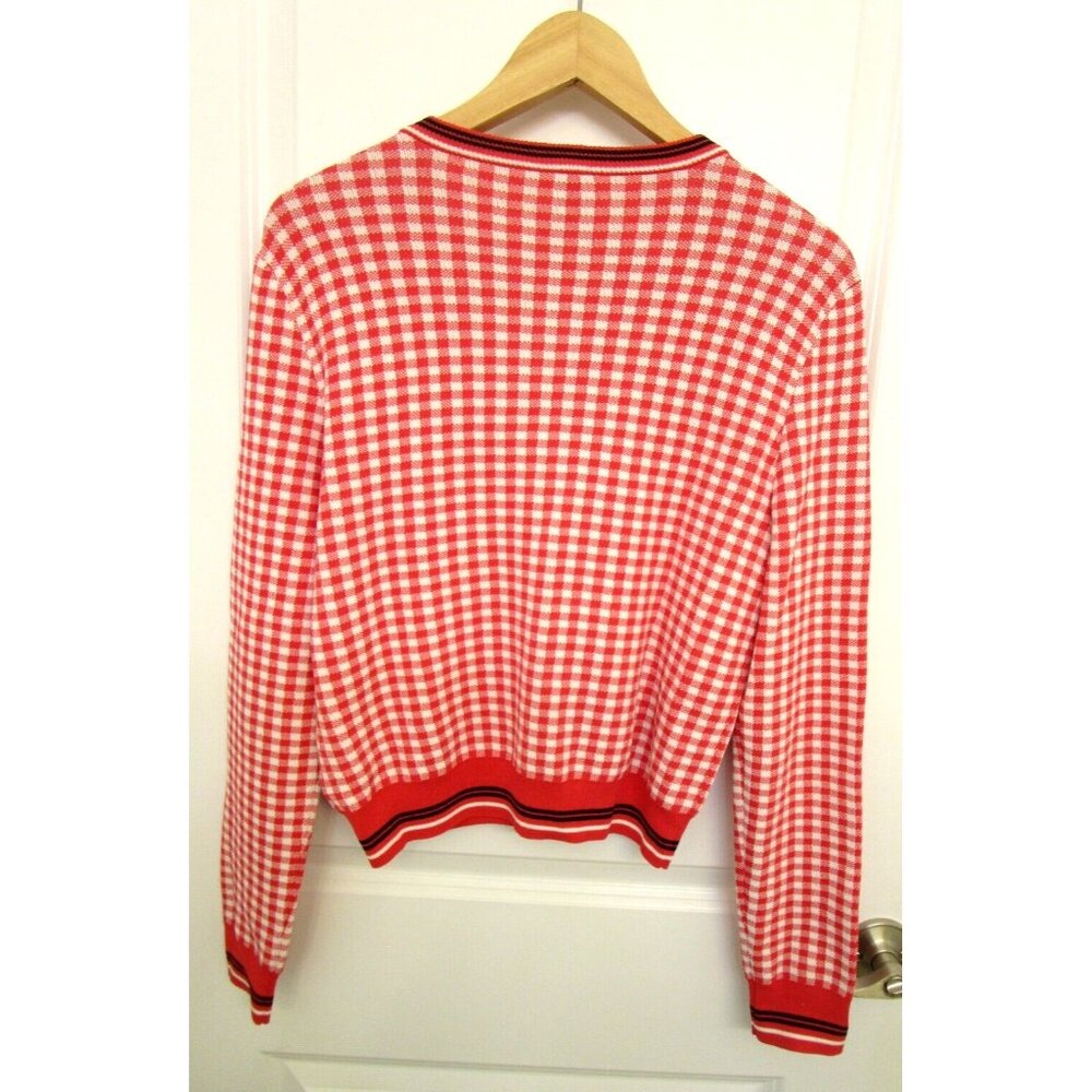 Tristan Cardigan Checkered -Women Size Medium -Pink/White/Black Gingham Buttons - Picture 9 of 14